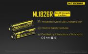 Nitecore - NL1826R MicroUSB - Batteria ricaricabile protetta Li-Ion 18