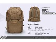 Nitecore - MP20 Modular Backpack Black - 20L - Zaino tattico