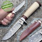 Approved Renato Cassol - Coltello da Caccia in Damasco Damasteel, dente di Faco