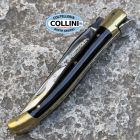 Laguiole en Aubrac - Laguiole Laiton 12cm in Ottone e Corno Pressato -